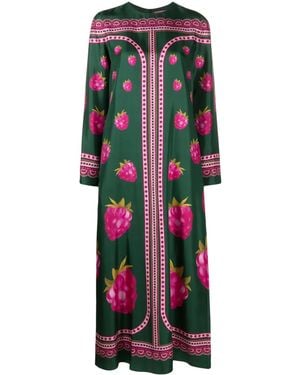 La DoubleJ Graphic-Print Silk Maxi Dress - Green