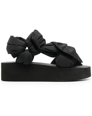 Red(V) Bow-Detail Sandals - Black