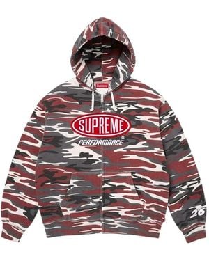 Supreme Performance Camouflage-Print Zip-Up Hoodie - Red