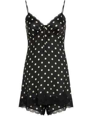 Saint Laurent Gepunktetes Minikleid - Schwarz