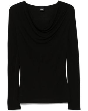 BOSS Cowl-Neck Crepe Top - Black
