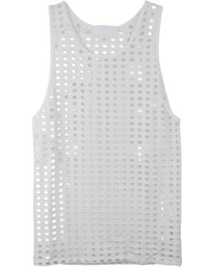 ALEXANDER DIGENOVA Laser Cut Cotton Tank Top - White