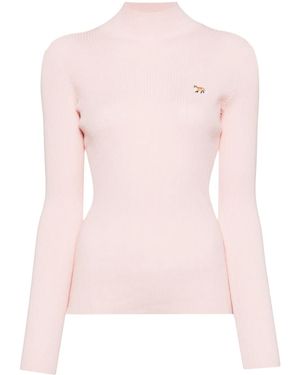 Maison Kitsuné Embroidered Logo Knitted Top - Pink