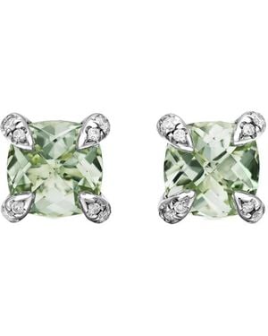 David Yurman Sterling Petite Chatelaine Prasiolite And Diamond Stud Earrings (6Mm) - Green