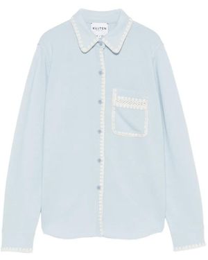 Kujten Amina Embroidered-Trim Cardigan - Blue