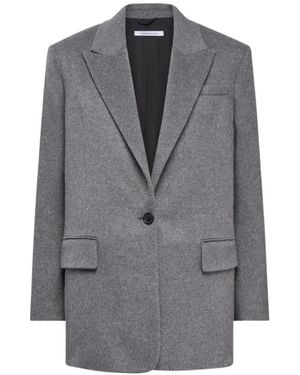 Another Tomorrow Tailored Cashmere Blazer - Gray