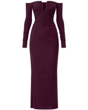 Amazuìn Noemi Ruched Off-Shoulder Maxi Dress - Purple