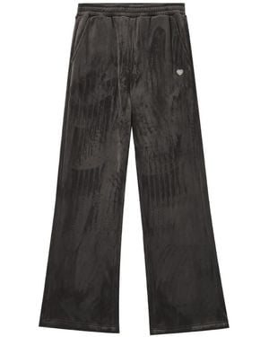 Chocoolate Heart-Plaque Corduroy Pants - Black