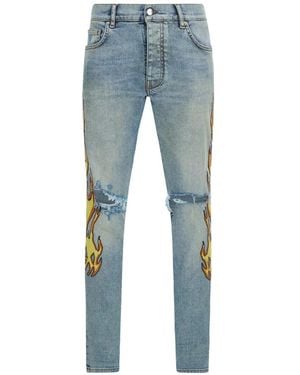 Amiri Flames Emb Skinny Jeans - Blauw