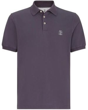 Brunello Cucinelli Cotton-Piqué Polo Shirt With Logo - Purple