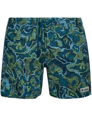 COTOPAXI Bermudas con motivo topográfico - Azul