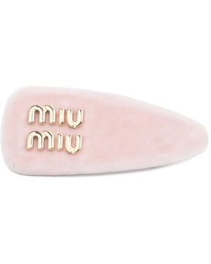 Miu Miu Logo-Plaque Hair Clip - Pink