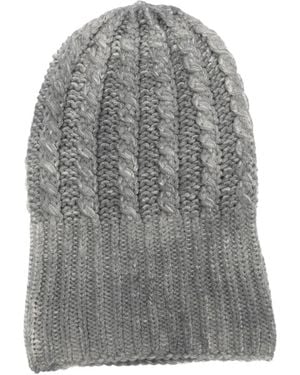 Avant Toi Cable-Knit Ribbed-Trim Beanie Hat - Gray