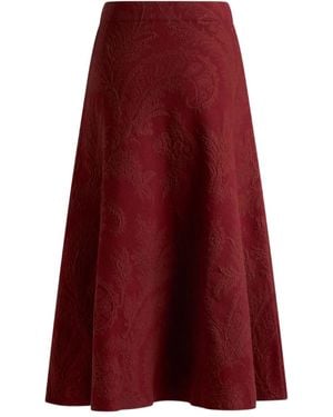 Etro Gonna Midi Con Stampa Paisley Jacquard - Rosso