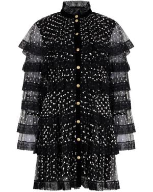 Philosophy Di Lorenzo Serafini Polka-Dot Sheer-Detail Mini Dress - Black
