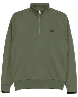Fred Perry Felpa Con Logo Ricamato - Verde