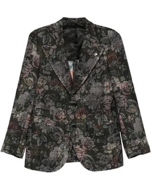 Gabriele Pasini Floral-Pattern Cotton Blazer - Black