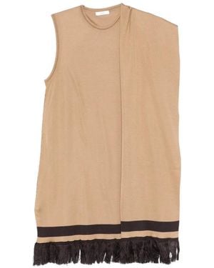 Ferragamo Fringe-Hem Mini Dress - Natural