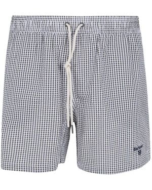 Barbour Gingham Seersucker Swim Shorts - Grey