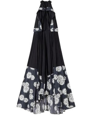 Lanvin Pleated Floral-Pattern Maxi Dress - White