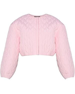 ANOUKI Quilted Embellished Bomber Jacket - Pink