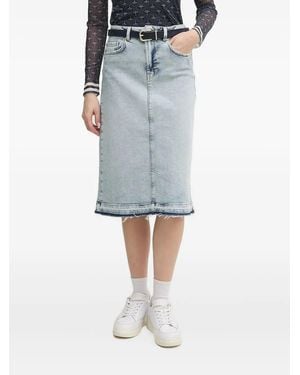 Joop! Romy Frayed-Hem Denim Midi Skirt - Blue