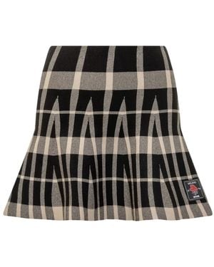 MSGM Checked Pleated Skirt - ブラック