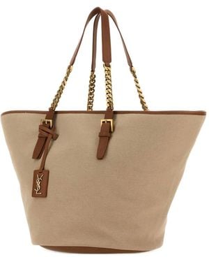 Saint Laurent Bolso Shopper Panier Con Ribete De Cadena - Neutro