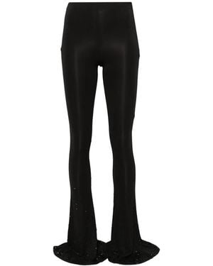 Patrizia Pepe Rhinestone-Embellished Flared Trousers - Black