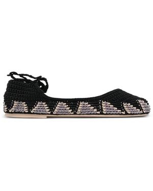 SLO_HAND_MADE Crochet Ballet Flats - Black