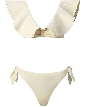 SOFIA ERHAN Bikini Con Ribete De Volantes - Neutro