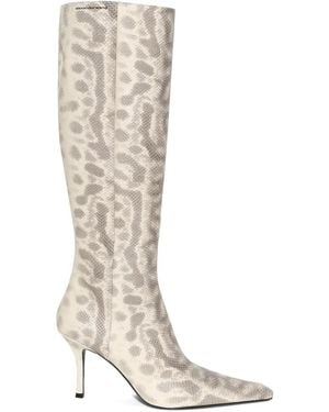 Alexander Wang Vivica Leopard-Print Knee-High Boots - White