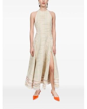 Rosie Assoulin Check Halterneck Dress - Natural