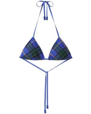 Burberry Haut De Bikini À Carreaux - Bleu