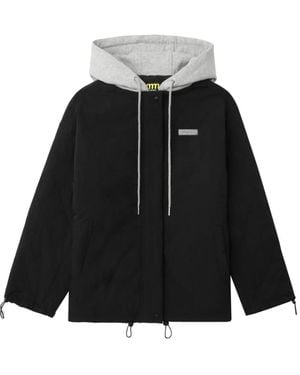 Mini Cream Hooded Quilted Jacket - Black
