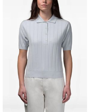 Moorer Buttons Ribbed Polo Shirt - Grey
