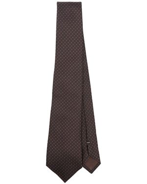 Canali Patterned-Jacquard Silk Tie - Brown