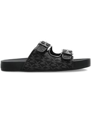 MICHAEL Michael Kors Byers Buckle Slides - Black