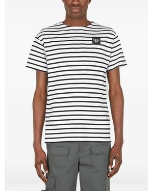 More Joy Striped Logo-Patch T-Shirt - White