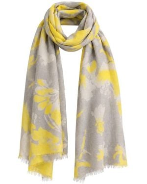 Kinross Cashmere Tapestry-Print Fringed Scarf - Metallic