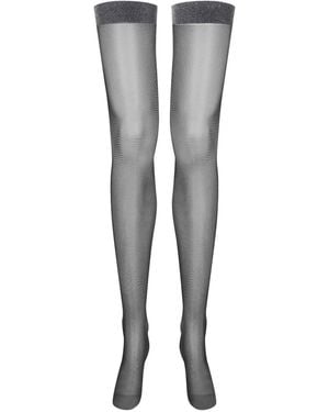 Maison Close Lurex-Detail Semi-Sheer Stockings - Gray