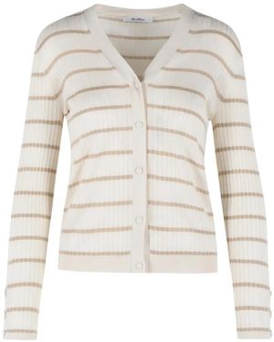 Max Mara Pedale Striped V-Neck Cardigan - White