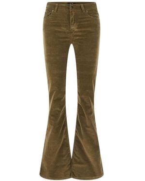 Lois Corduroy Flared Trousers - Green