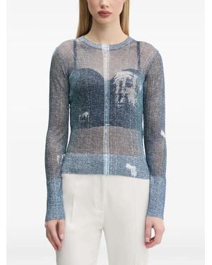 Desigual Denim-Effect Long-Sleeve Top - Blue