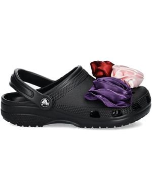 Crocs™ Floral Appliqué Slides - Black