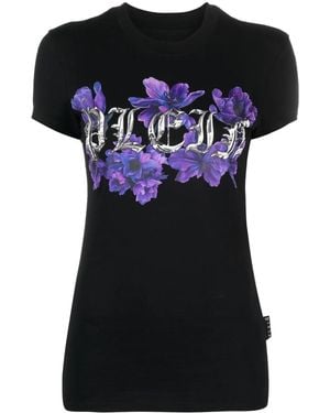 Philipp Plein Logo-Print Short-Sleeved T-Shirt - Black