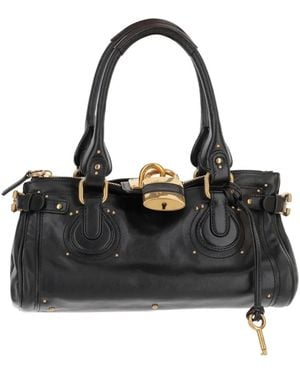 Chloé Padlock Leather Shoulder Bag - Black