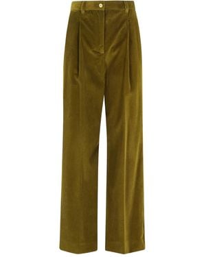 Weekend by Maxmara Pleated Corduroy Trousers - Green