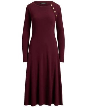 Ralph Lauren Geripptes Midikleid - Lila
