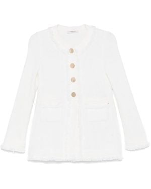 Charlott Fringed Wool Knitted Cardigan - White